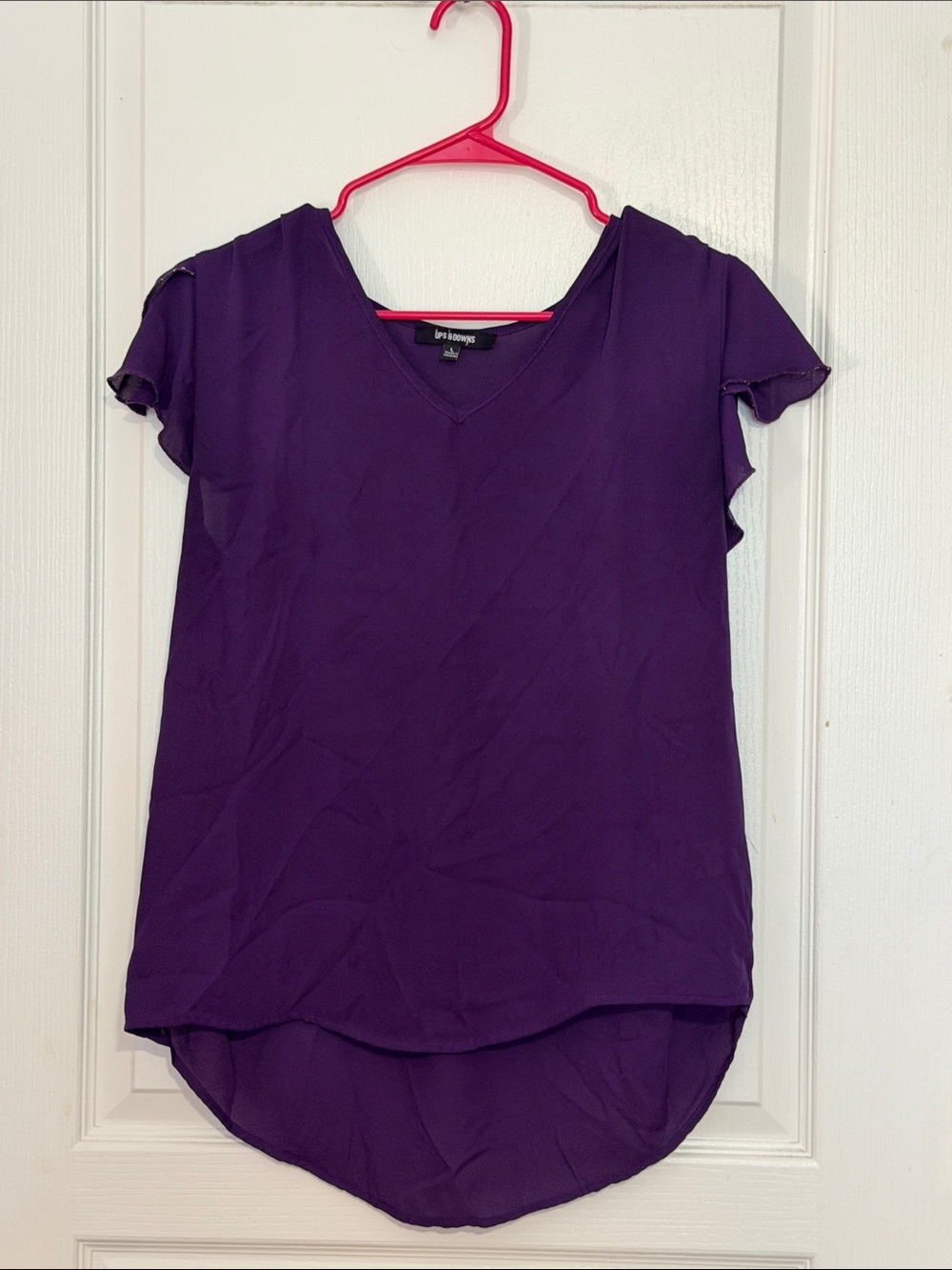 Just Love Purple V-Neck Flutter Sleeve Blouse